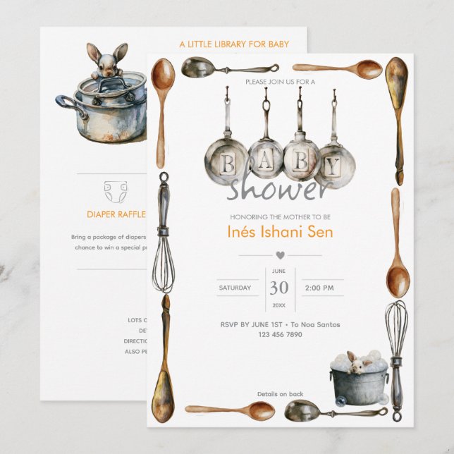 Kitchen Bunny Mischief 🐇 | Baby Shower Invitation (Front/Back)