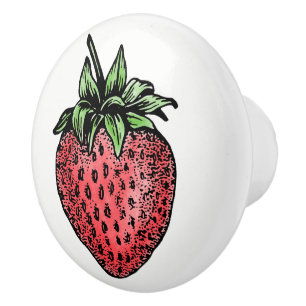 Kitchen Cabinet Makeover Strawberry Ceramic Knob