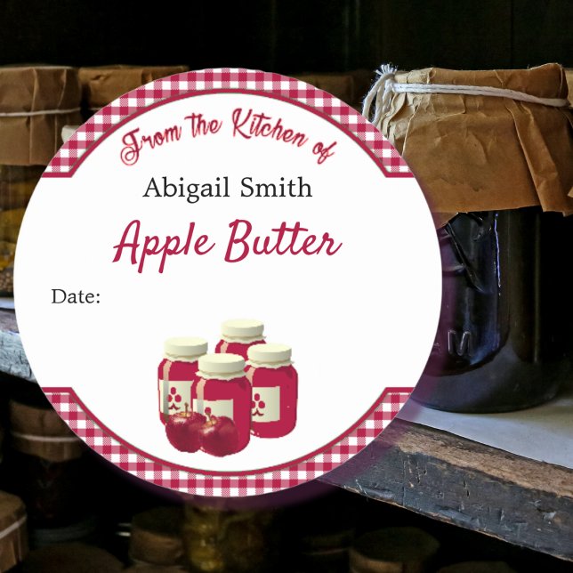 Kitchen Canning Sticker Gingham Apple Butter (Creator Uploaded)