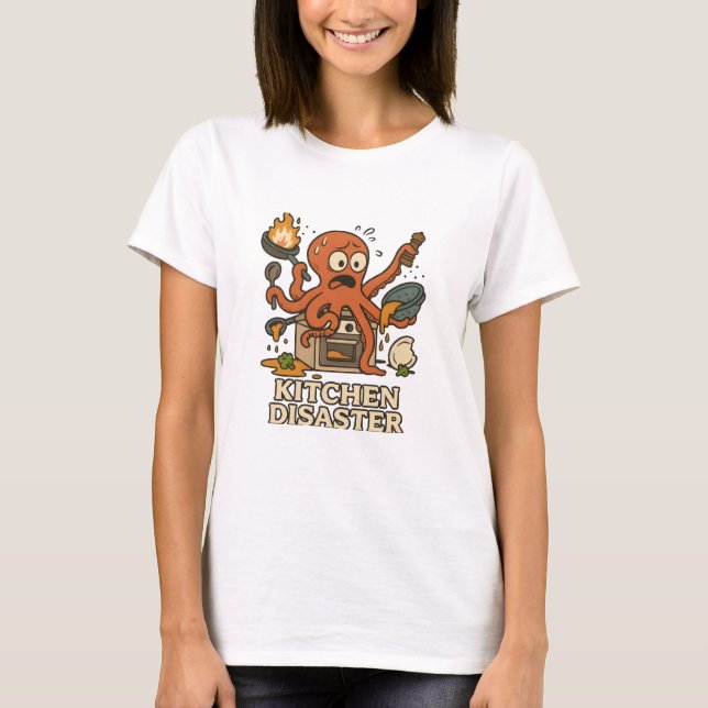 Kitchen Chaos-Multitasking octopus  T-Shirt (Front)