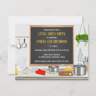 Kitchen Chef Cooking Birthday Party Invitation