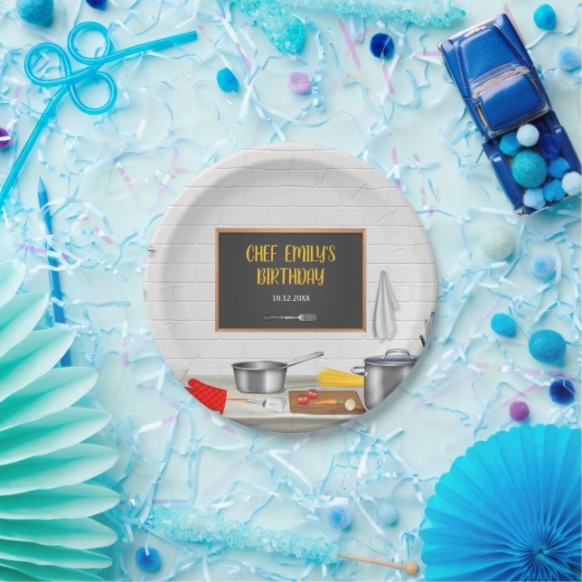 Kitchen Chef Cooking Birthday Party Paper Plate (Party)