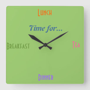 Kitchen Clock~A gift for Foodies Diner Restaurant Square Wall Clock