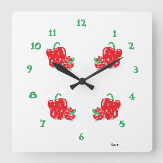 Kitchen Clock : Red Peppers