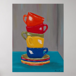 Kitchen coffee cups design poster wall art