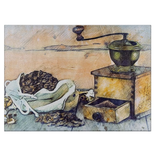 Kitchen Coffee Grinder Kitchen Food Art  Cutting Board (Front)