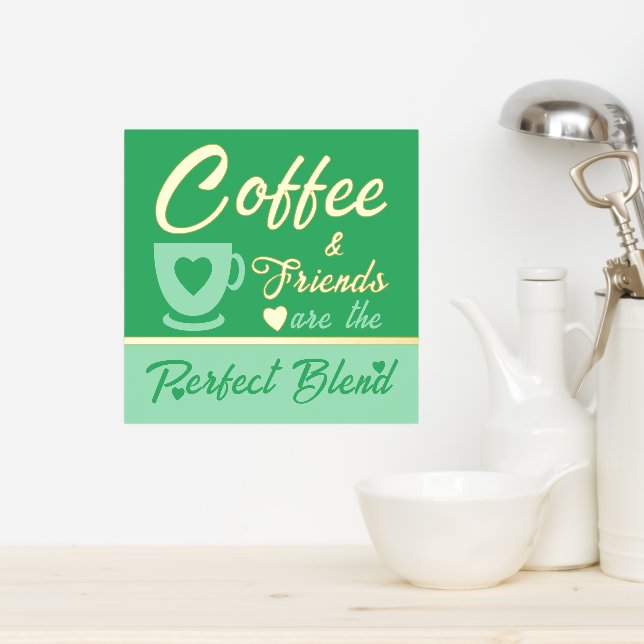 Kitchen coffee lover green gold foil prints (In Situ (Kitchen))