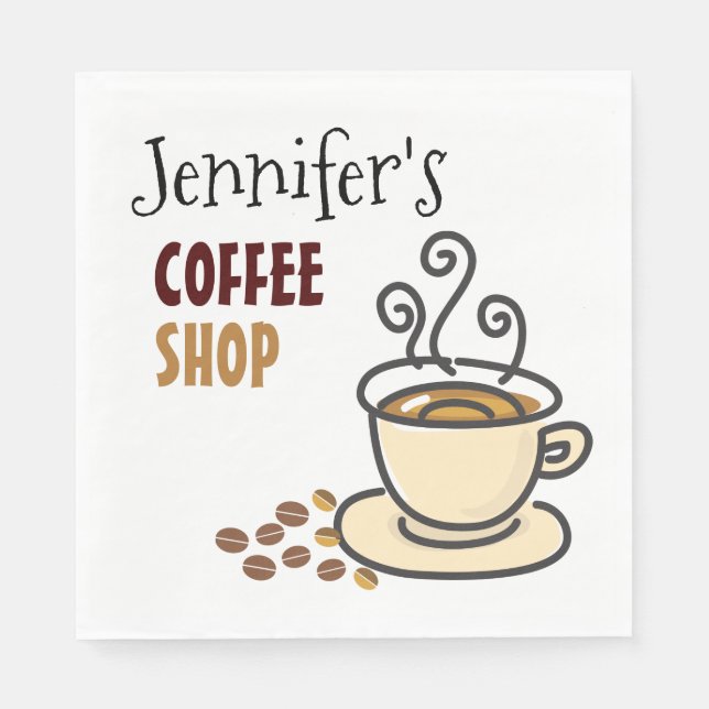 Kitchen Coffee Shop Personalised Paper Napkins (Front)