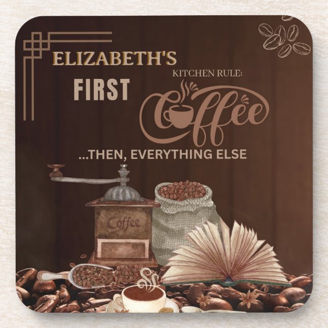 Kitchen Coffee Vibes Gift for Her Coaster (Front)