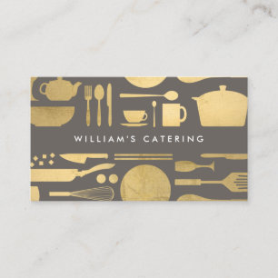 Kitchen Collage Faux Gold/Grey Business Card