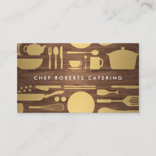 Kitchen Collage in Faux Gold and Woodgrain Business Card