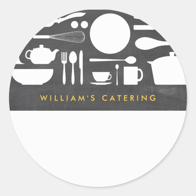 Kitchen Collage on Chalkboard Background 2 Classic Round Sticker (Front)