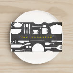 Kitchen Collage on Chalkboard Background Business Card<br><div class="desc">A graphical collage of kitchenwares becomes an eye-catching visual identity on a faux chalkboard background. The perfect business card for restaurants,  chefs,  catering companies,  bakeries,  etc. This design is part of a series of coordinating office supplies. Shop matching stationery,  labels and more in our shop: zazzle.com/1201am. © 1201AM CREATIVE</div>