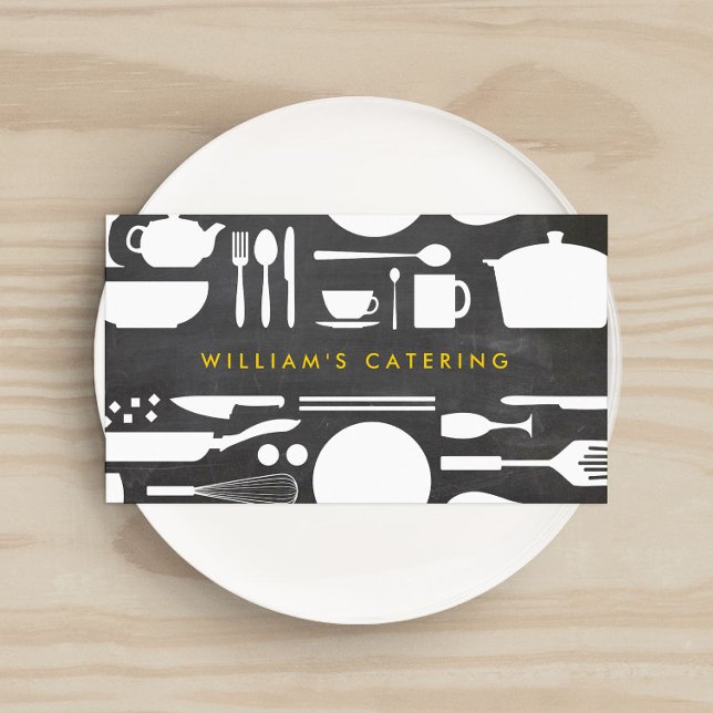 Kitchen Collage on Chalkboard Background Business Card (Creator Uploaded)