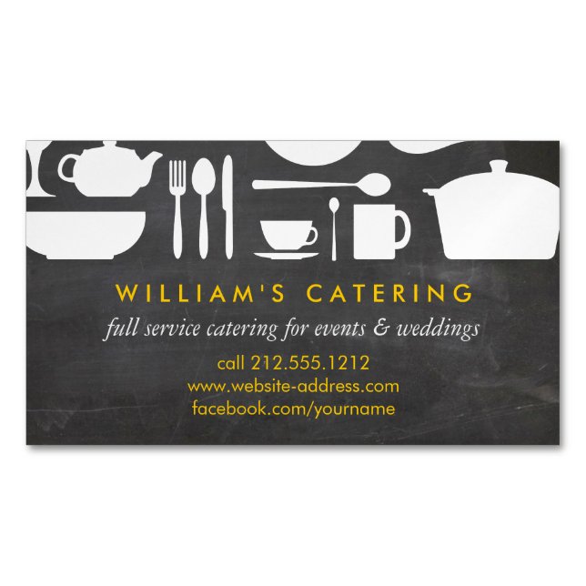 Kitchen Collage on Chalkboard Magnetic Business Card (Front)