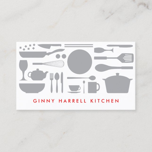 Kitchen Collage on White Business Card (Front)