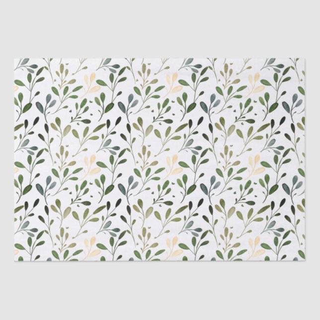 Kitchen Colours Muted Herb Leaf Background Pattern Tissue Paper (Front)