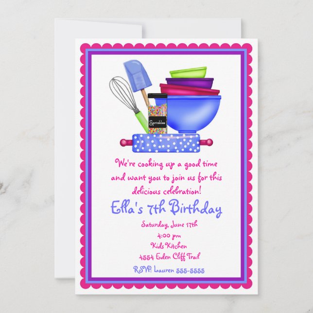 Kitchen Cooking Birthday Invitations (Front)