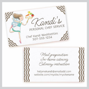 kitchen cooking class chef fairy vegetables business card