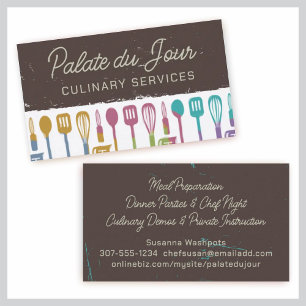 kitchen cooking utensils chef culinary biz cards