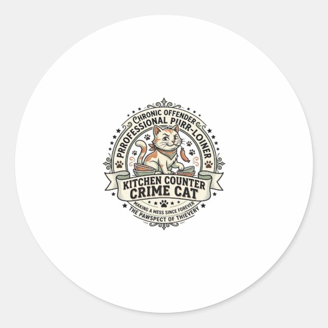 Kitchen Counter Crime Cat Kitchen Counter Crime Ca Classic Round Sticker (Front)