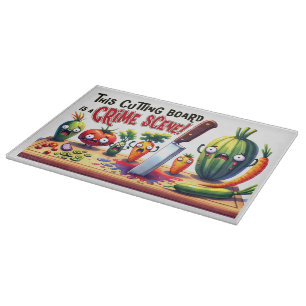 Kitchen Crime Scene Chopped Vegetables  Cutting Board