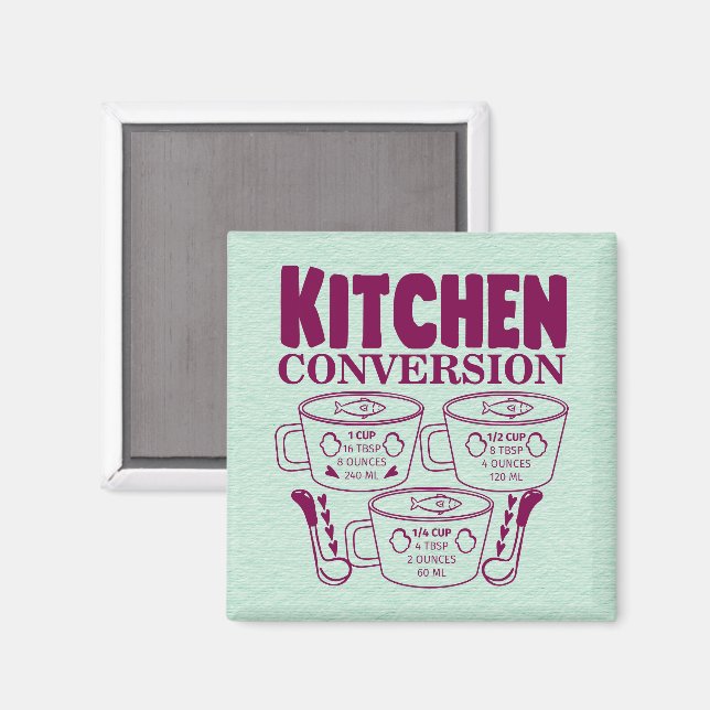 KITCHEN CUPS CONVERSION CHART MAGNET (Front/Back)