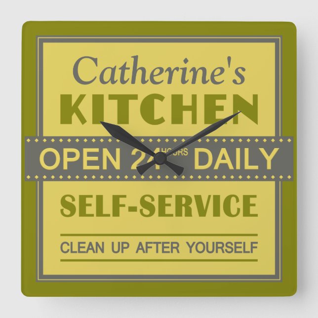 Kitchen – custom name – wall clock (Front)