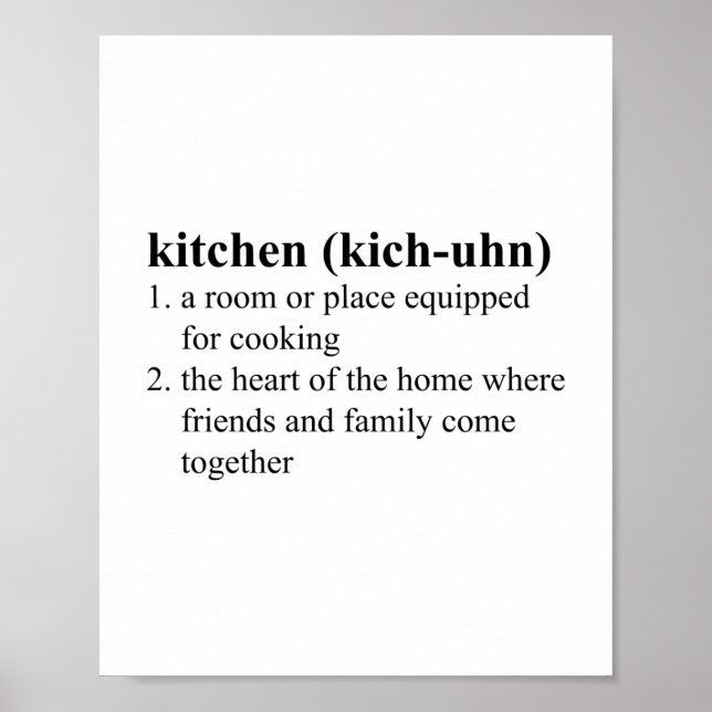 Kitchen Dictionary Definition Meaning Typographic Poster (Front)