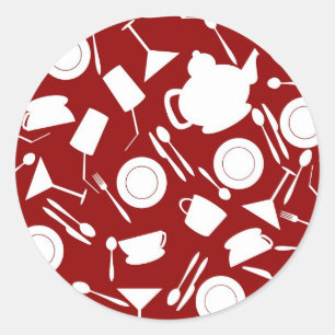 Kitchen Elements Pattern Classic Round Sticker