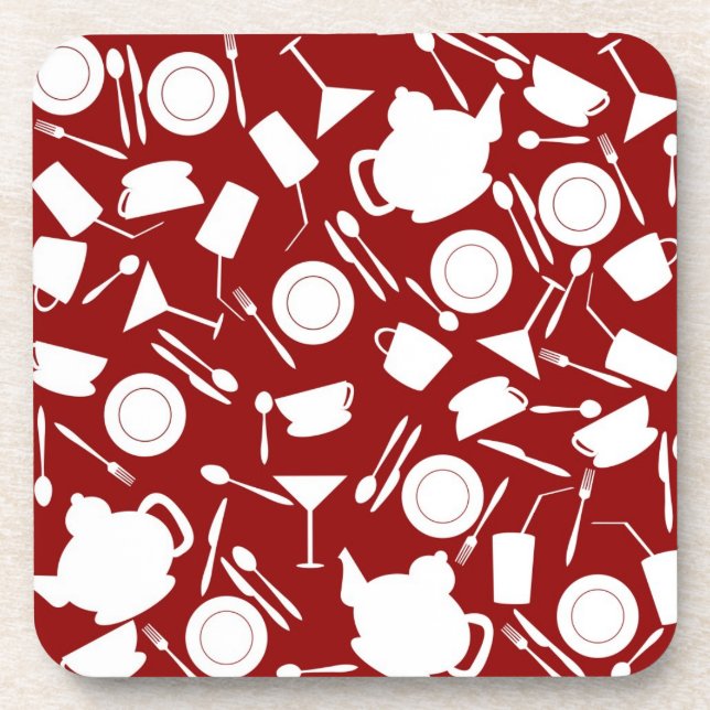 Kitchen Elements Pattern Coaster (Front)