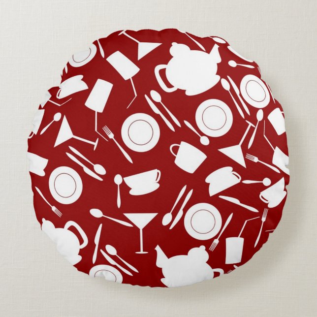 Kitchen Elements Pattern Round Cushion (Front)