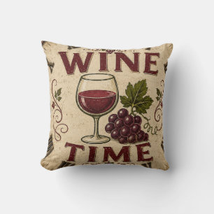 Kitchen Farmhouse Decor Wine Time  Cushion