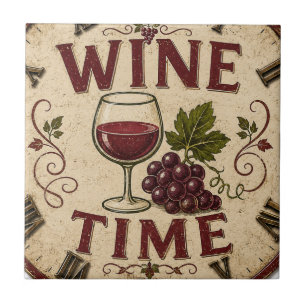 Kitchen Farmhouse Decor Wine Time  Tile