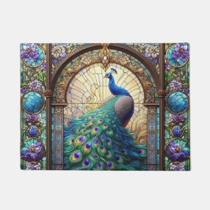 Kitchen Floor Mat Peacock Stained Glass