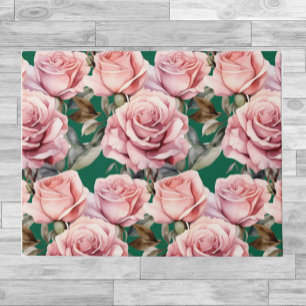 Kitchen Floor Mat - Pink Roses and Green 