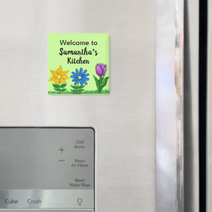 Kitchen Floral Garden Personalised Name Magnets