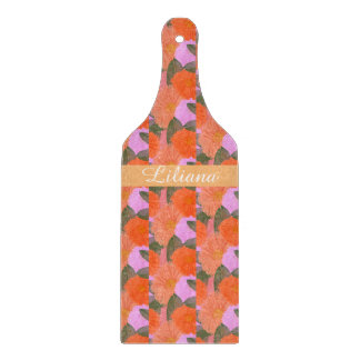 Kitchen Floral Watercolor Flowers Orange Pink Cutting Board
