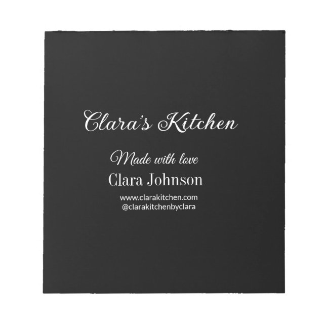 kitchen food chef add restaurant cater name detail notepad (Front)