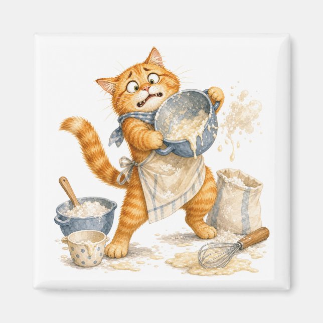 Kitchen Funny Cat Magnet   (Front)