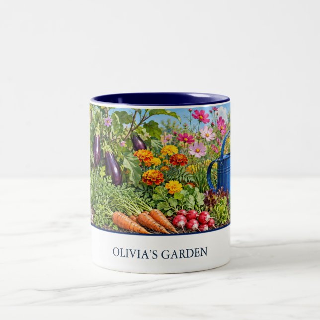 Kitchen Garden Personalised Two-Tone Coffee Mug (Center)