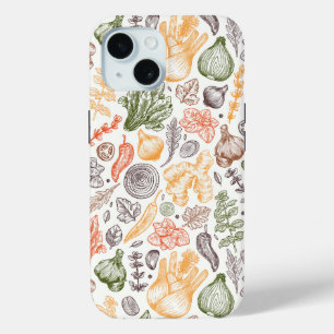 Kitchen Garden Vegetable Pattern iPhone 15 Case