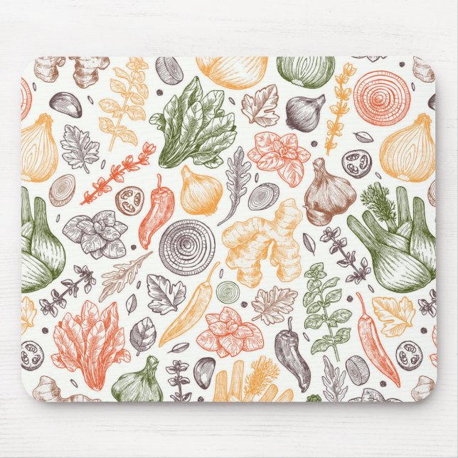 Kitchen Garden Vegetable Pattern Mouse Pad (Front)