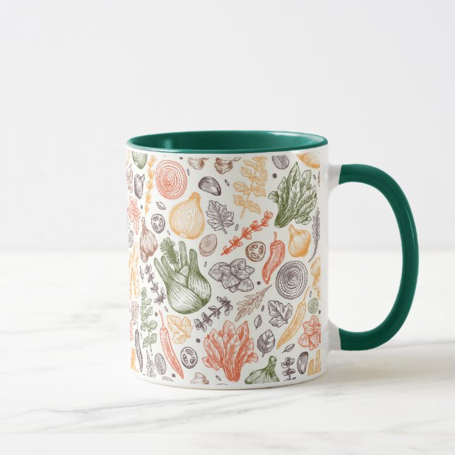 Kitchen Garden Vegetable Pattern Mug (Right)