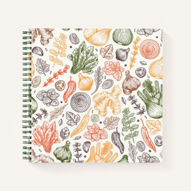 Kitchen Garden Vegetable Pattern Notebook (Front)