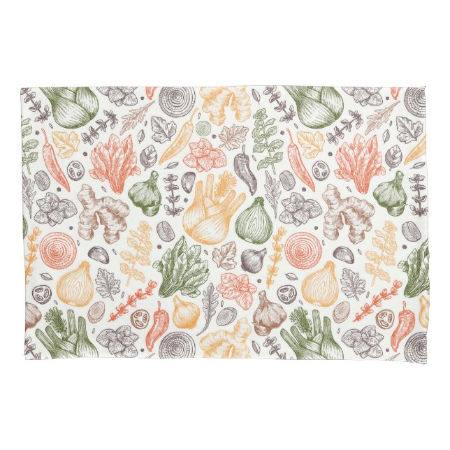 Kitchen Garden Vegetable Pattern Pillowcase (Front-Left)
