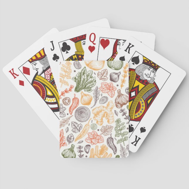 Kitchen Garden Vegetable Pattern Playing Cards (Back)