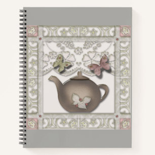 Kitchen glass tea pot beige colours notebook