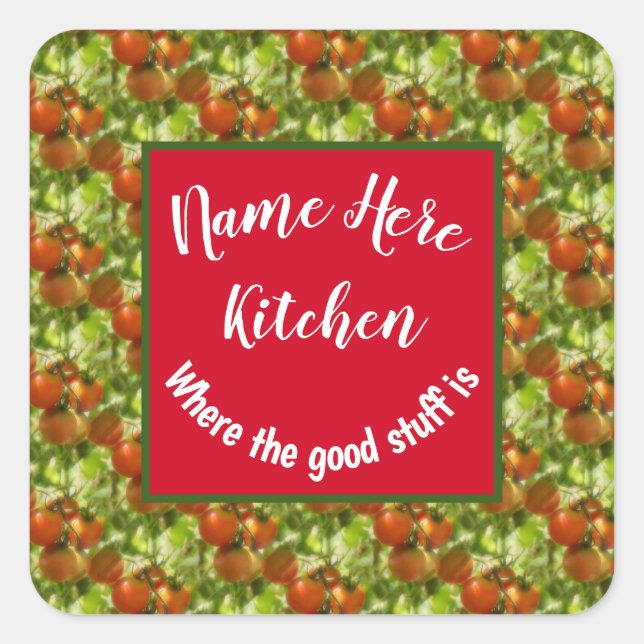 Kitchen Good Stuff Cherry Tomatoes Personalised  Square Sticker (Front)