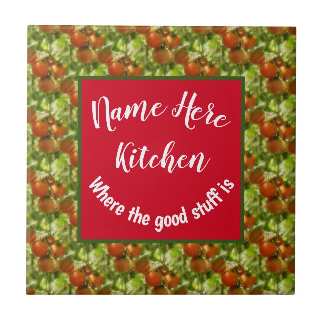 Kitchen Good Stuff Cherry Tomatoes Personalised Tile (Front)